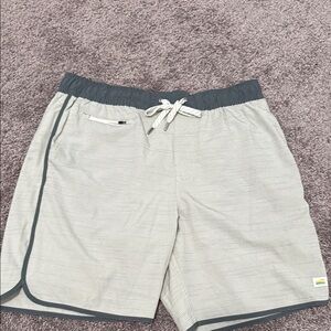 Vuori Gray Banks Shorts with Curved Hem and Drawstring